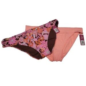 Ninty Nine  Bikini Bottoms 2-Pack Floral Print High Waist Swimsuit SizeXXL